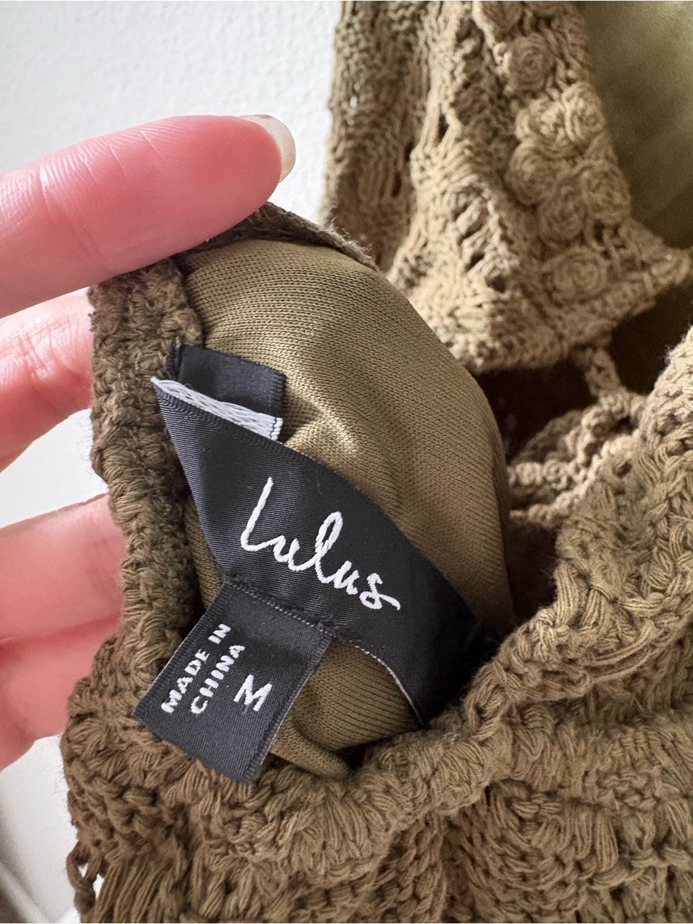 Lulu's Olive Green Crochet Halter Romper - Picture 5 of 5